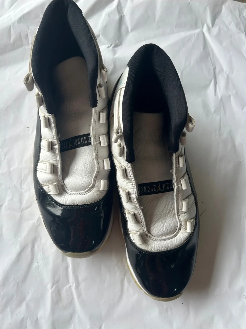Jordan Black and White Patent Leather Sneakers